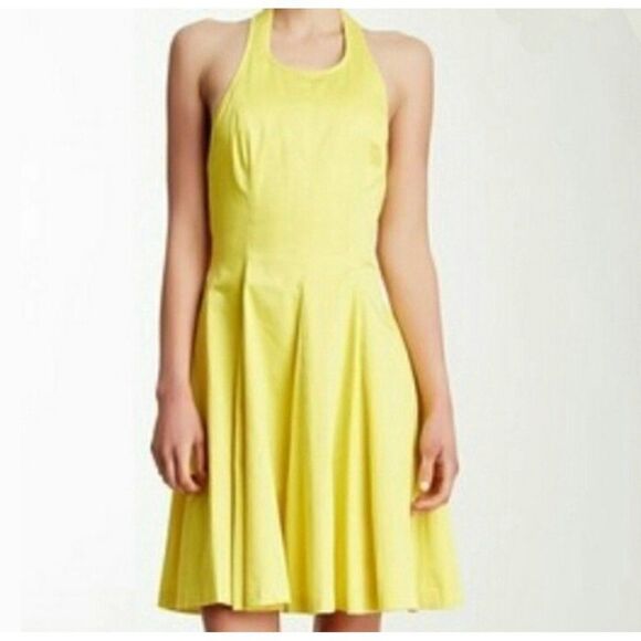 Jessica Simpson Yellow Halter Dress Size 12 NWT - Picture 3 of 12